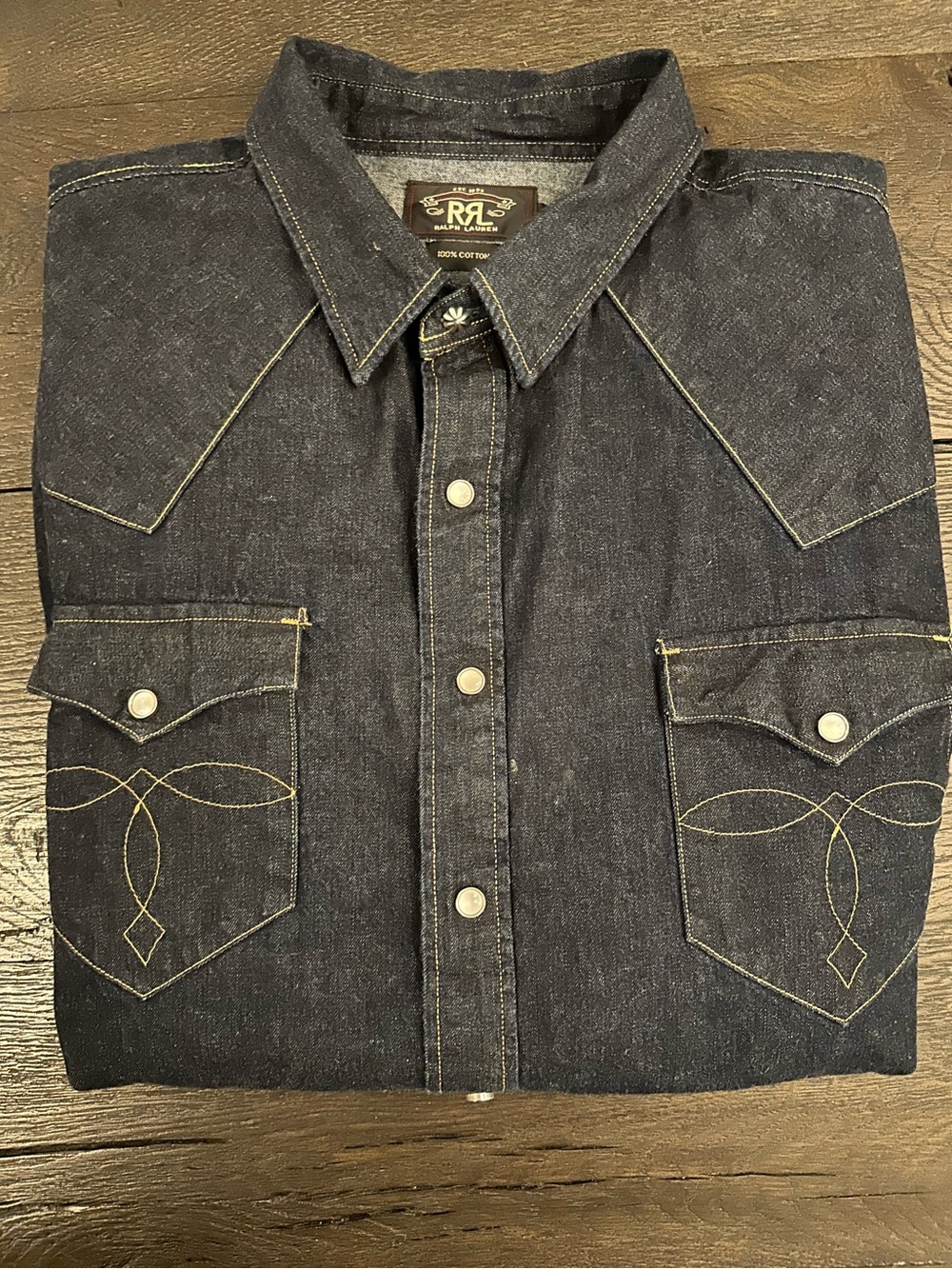 Ralph Lauren Dark Indigo Western Denim Snap Shirt